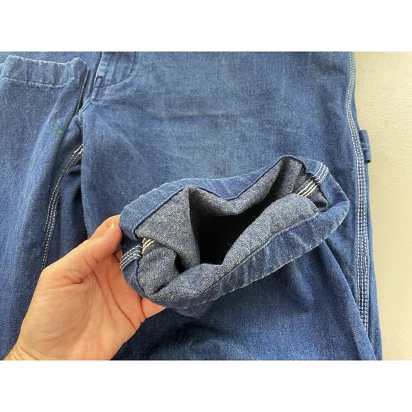 Liberty Denim Bib Overalls Mens 40x27 Blue Carpenter Workwear Dark Wash Grunge - Picture 10 of 11